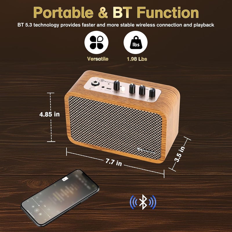 RANMING Guitar Amp 10W Mini Guitar Amplifier with Clean/Drive Channel Portable Electric Guitars Amp with Headphone Jack USB-C Rechargeable Wireless Amps for Indoor Practice,Live Streaming,Traveling - Image 3